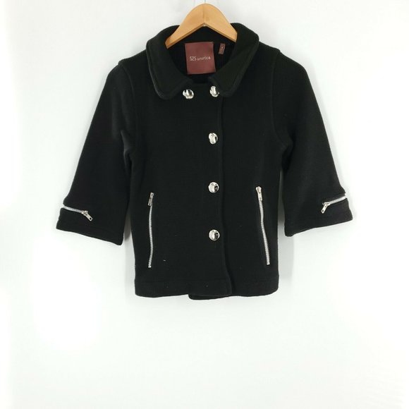 525 America Black Knit Button‎ Up Sweater Top Size S - Picture 1 of 5